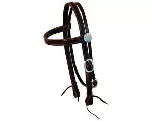 Browband Headstall - 1" Premium Leather, Tie Bit Ends
