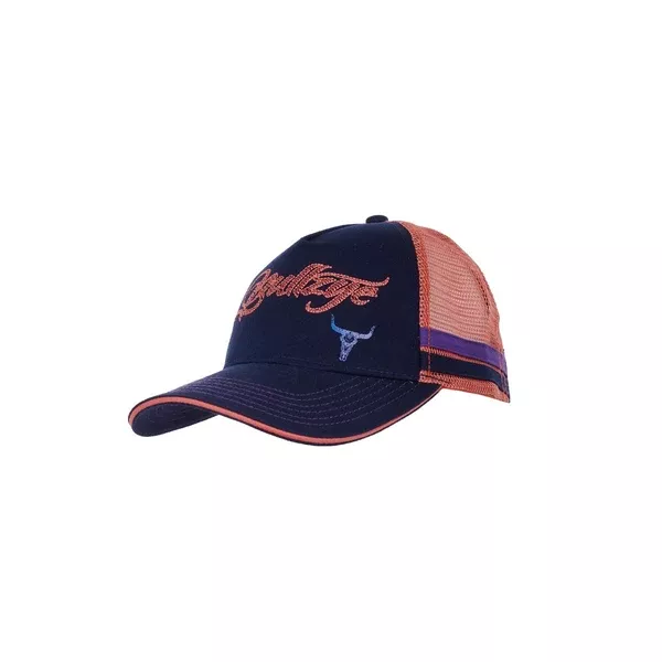 Bullzye Trucker Cap | Argyle |Dark Navy / Melon