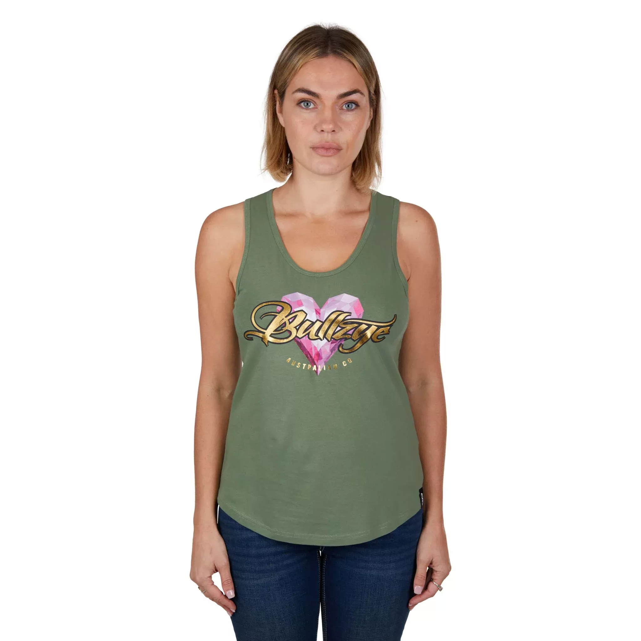 Bullzye Womens Heart Singlet Top