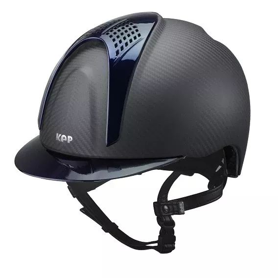 Carbon Riding Helmet E-Light Black Matt with Blue Inserts
