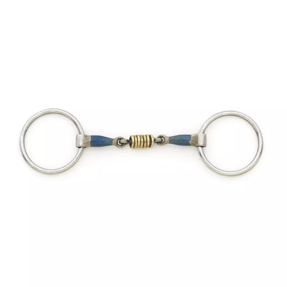 Centaur Blue Steel Double Jointed Mouth Loose Ring Bit with Brass Rollers