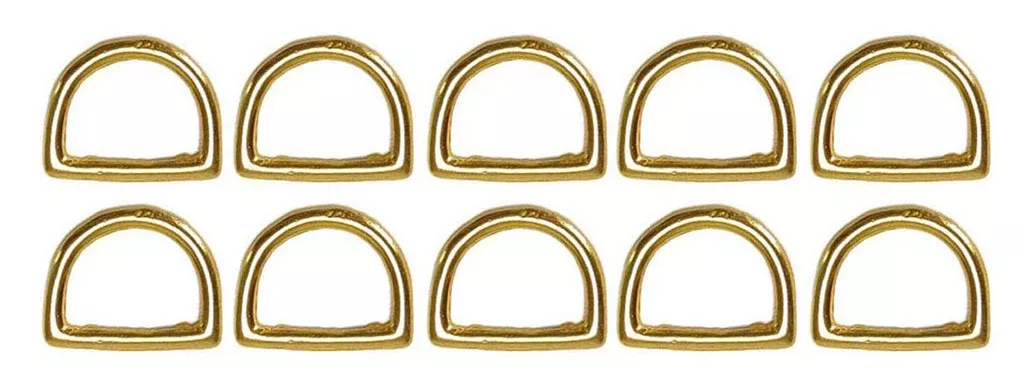 Challenger Pack of 10 1-1/4” Cast Solid Brass Rigging Leather Hardware Dee Rings 40312