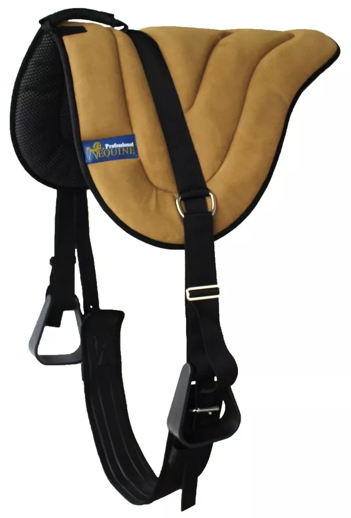 Challenger Western Lightweight Neoprene Padded Bareback Saddle Pad with Stirrups & Cinch – Contoured Synthetic Suede Top, Non-Slip Neoprene Bottom – 23" x 30"
