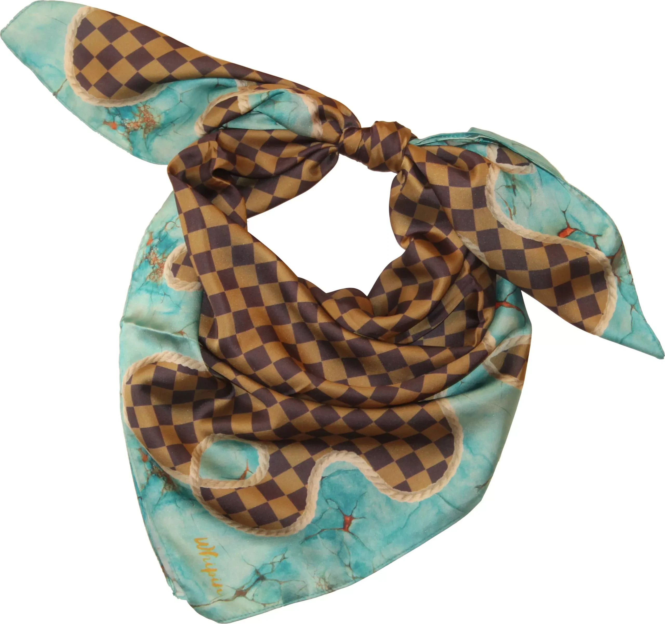 Checks and Turquoise Wild Rag