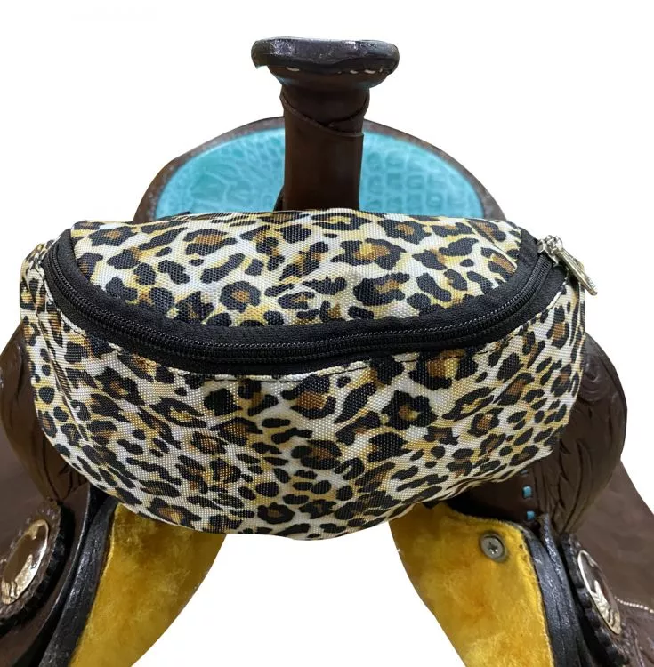 CHEETAH PRINT INSULATED NYLON SADDLE POUCH
