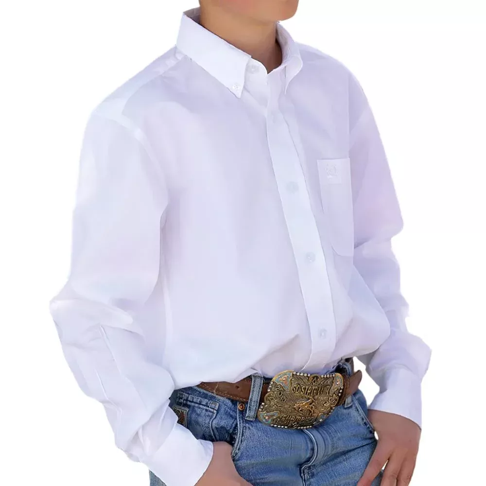 Cinch Boy's Solid White Button Shirt