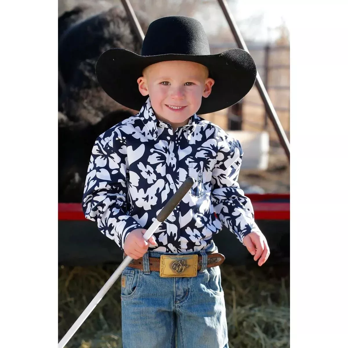 Cinch Boys L/S Print Navy MTW7062366