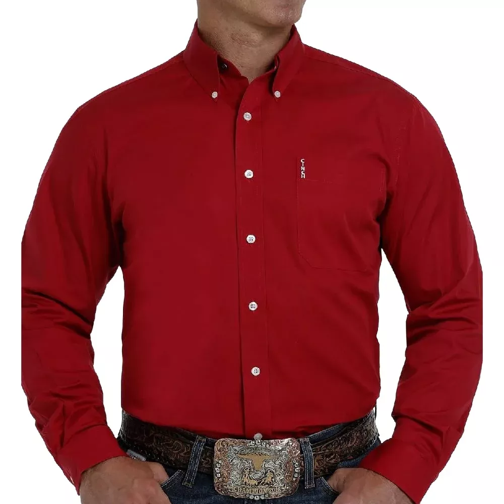 Cinch Men's Solid Red Shirt - Modern Fit