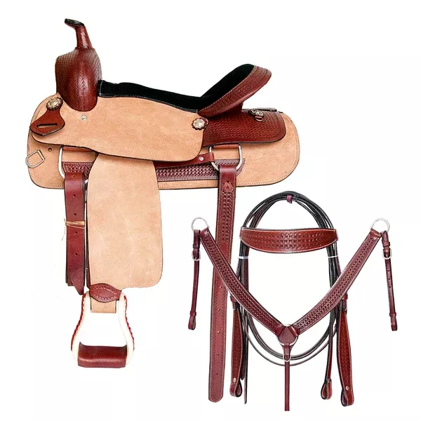 Comfytack Western Saddle Leather Trail Tack Hand Tooled Brown/Tan