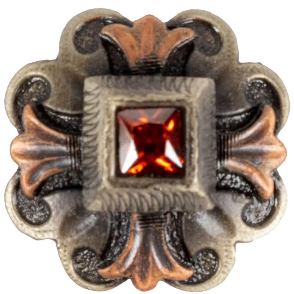 Copper Flower Concho with Red Stone
