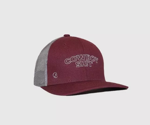 Cowboy Sh!t Maroon/Silver Embroidered ballcap