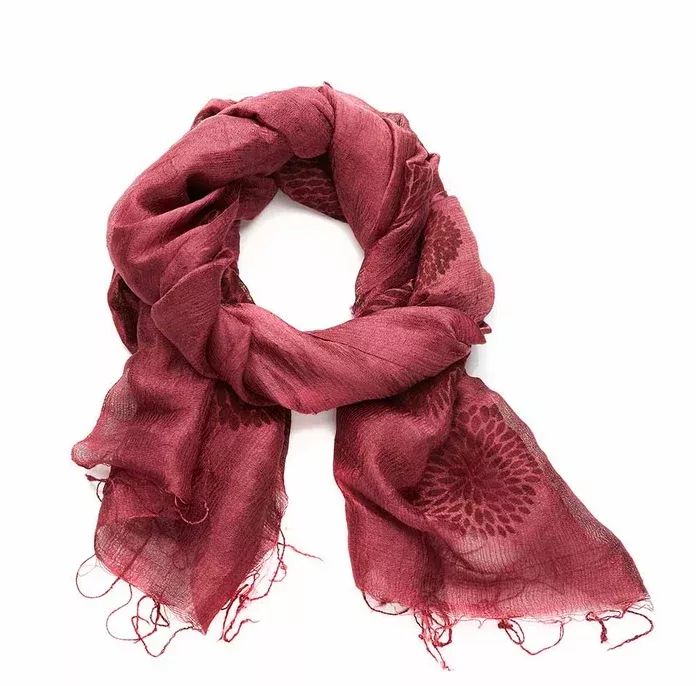 Cranberry Chrysanthemum Scarf