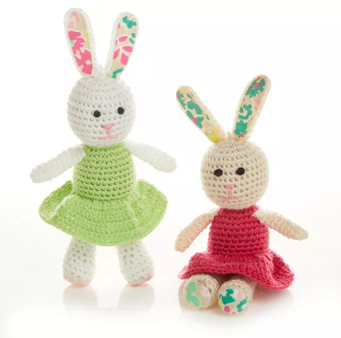 Crocheted Bunny Sisters