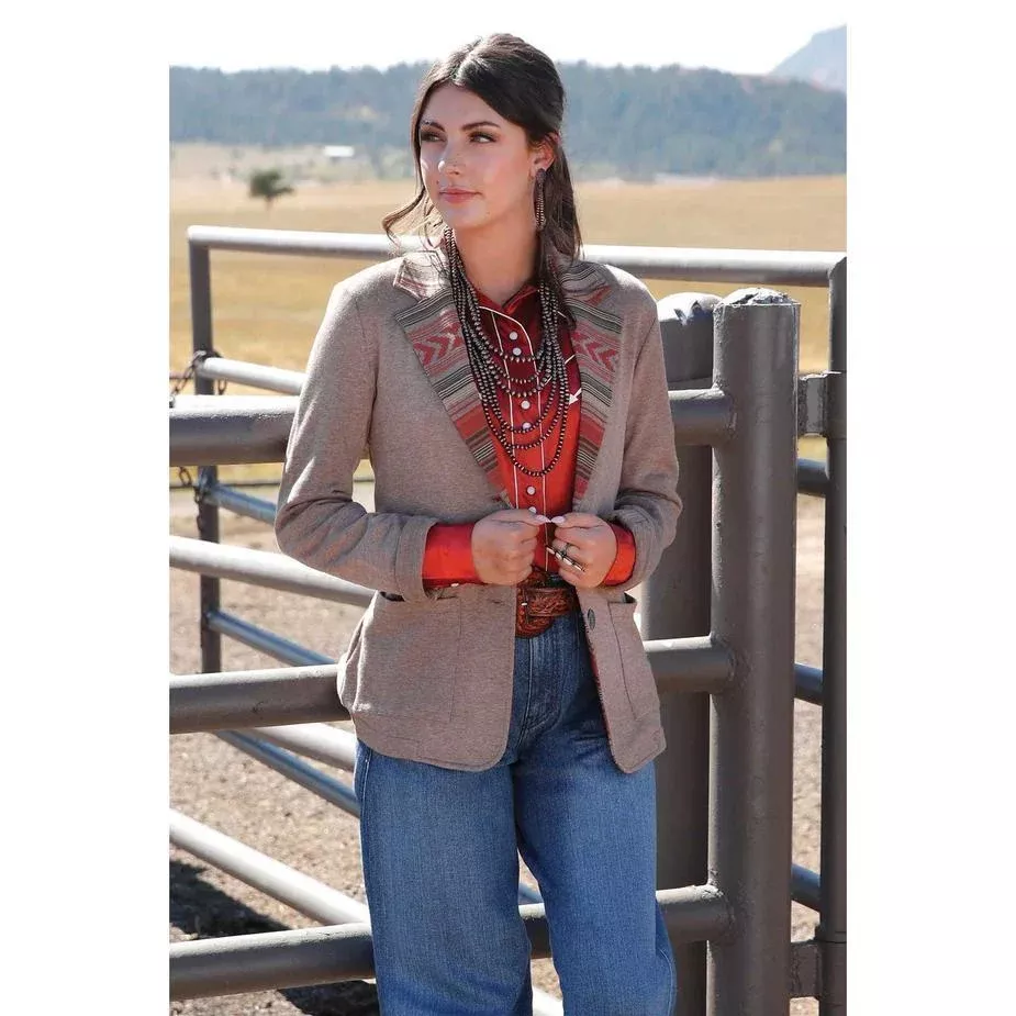 Cruel Denim Ladies Knit Blazer Stone CWJ7524001