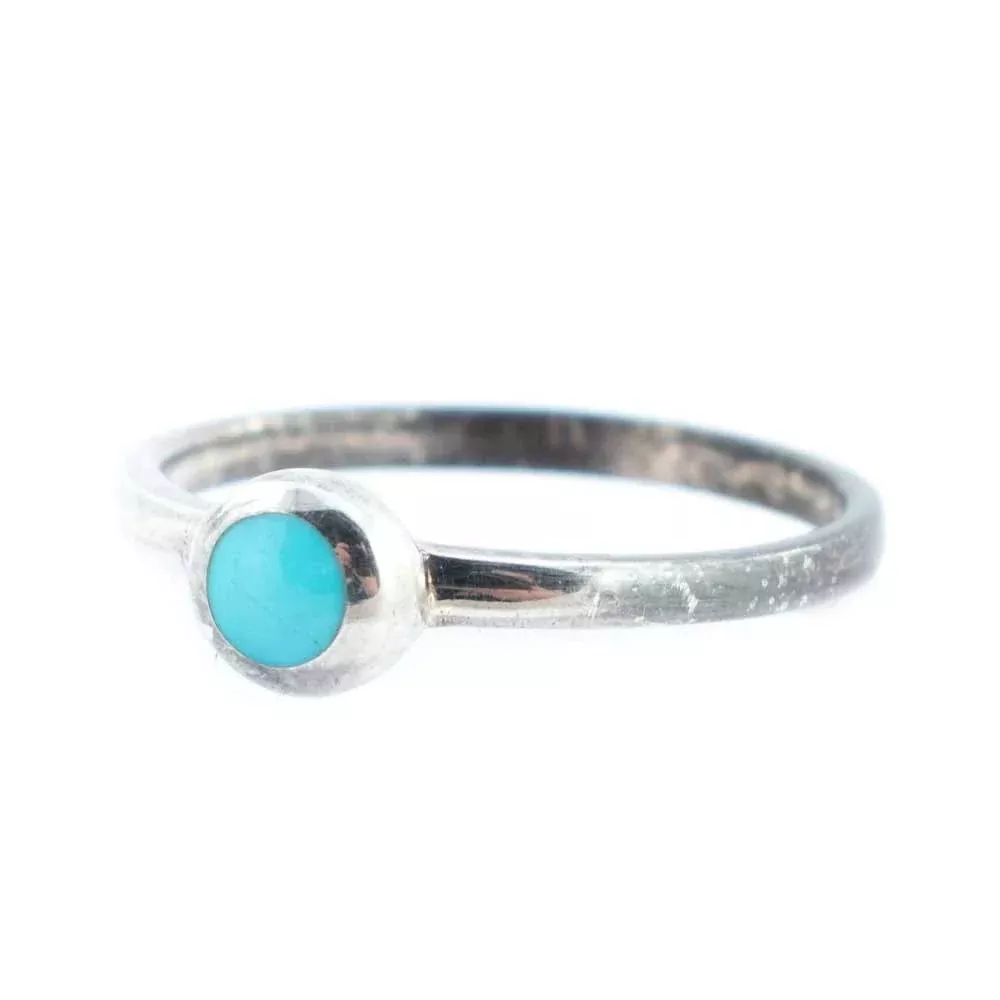 Dainty Turquoise Circle Stone Ring