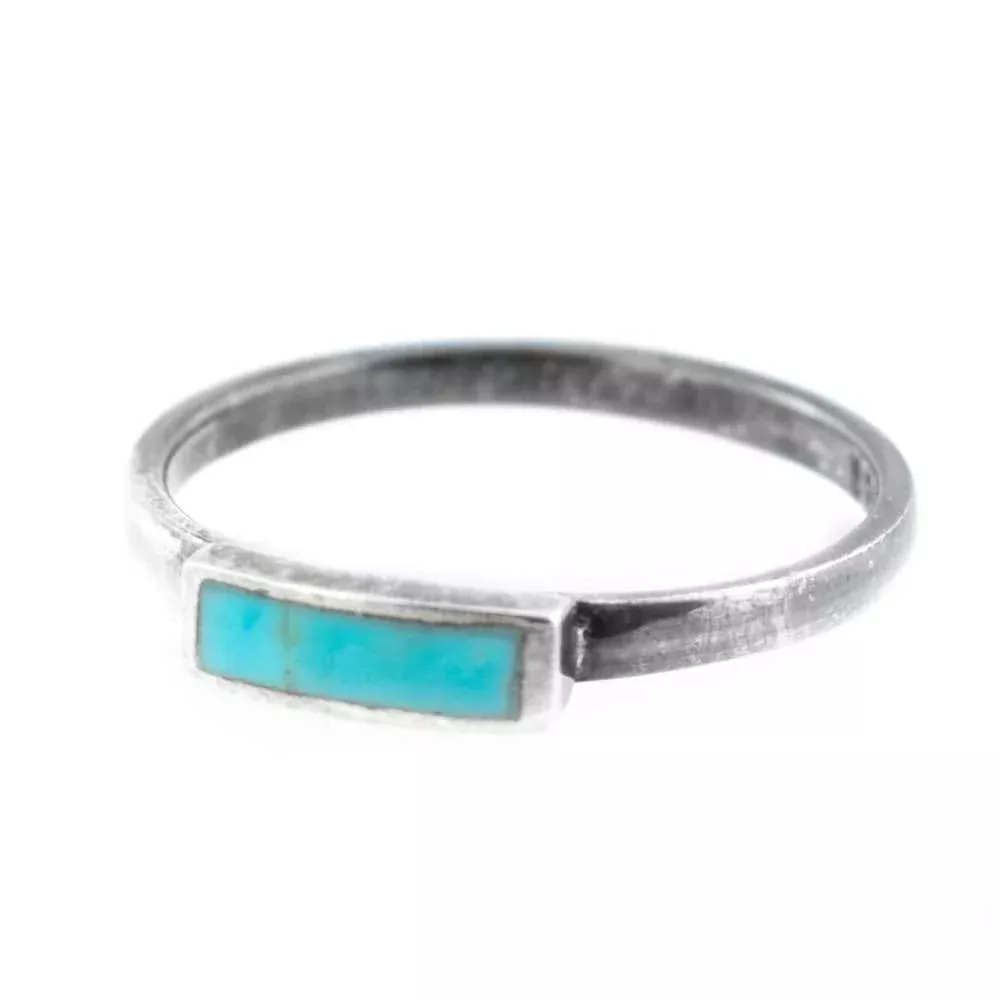Dainty Turquoise Ring - Rectangle Stone