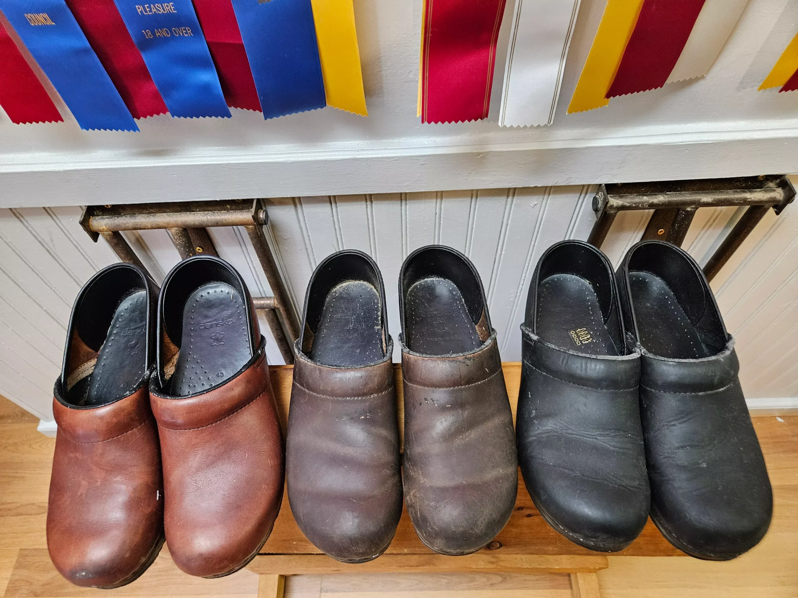 Dansko and assorted barn clogs & slip-ons, size 43 (Mens 9-10/ W 11-12)