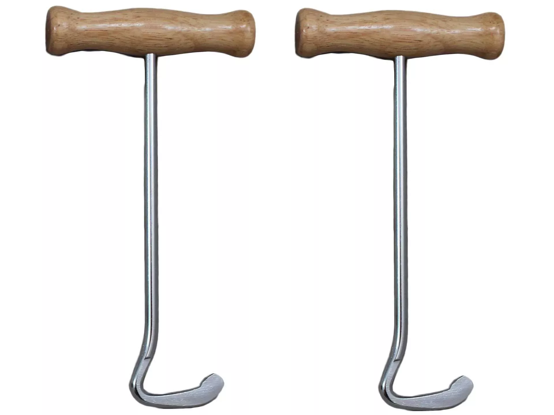 Derby Boot Pull Hooks with Wood Handles Pair 7.5"
