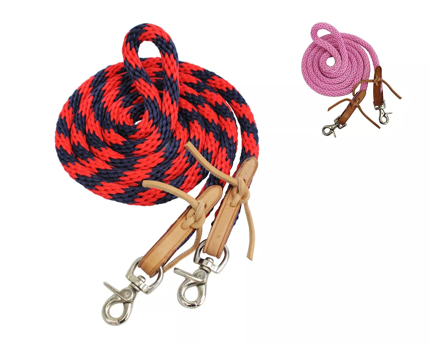 Derby USA Leather 5/8" Poly Barrel Reins with Easy Off Snap Attachment