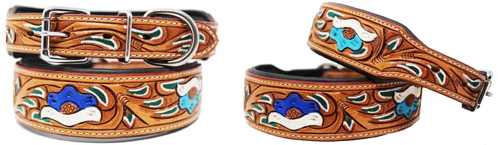 Dog Puppy Collar Genuine Cow Leather Padded Canine60100