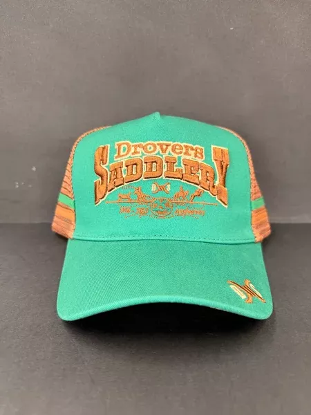 Drovers Saddlery Trucker Cap - Green & Brown