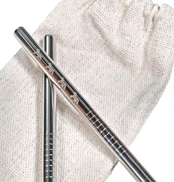 Engraved Metal Drinking Straw Set