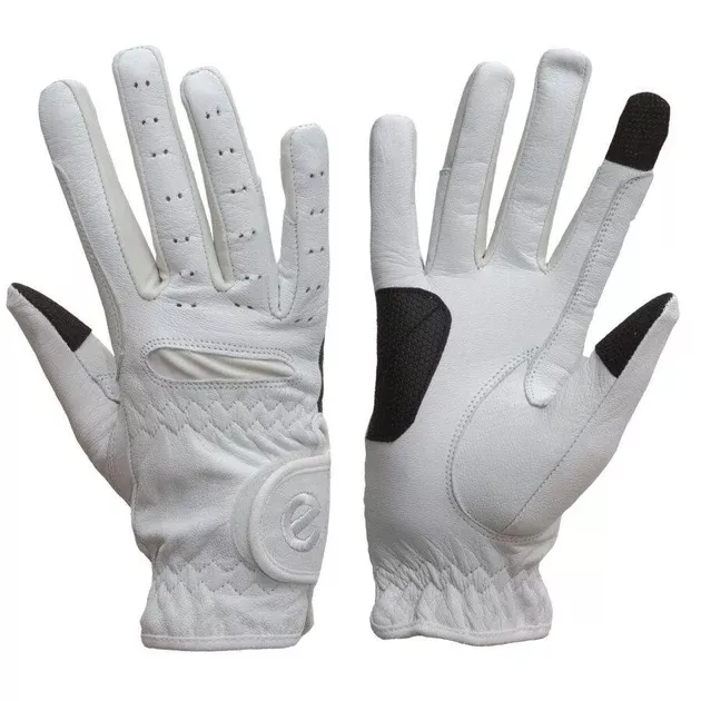 eQUEST Leather Grip Pro Riding Gloves - White