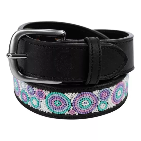 Equinavia Estelle Hand Beaded Belt - Black/Circles