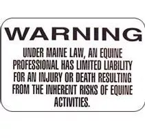 Equine Liability Sign Maine