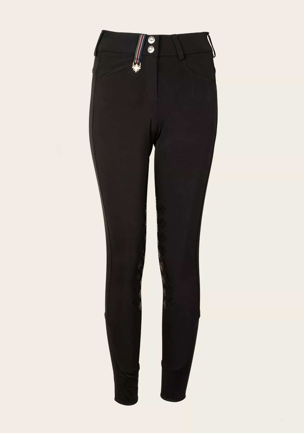 Espoir- Coquet High Waist Coolmax Black Knee Patch Breeches