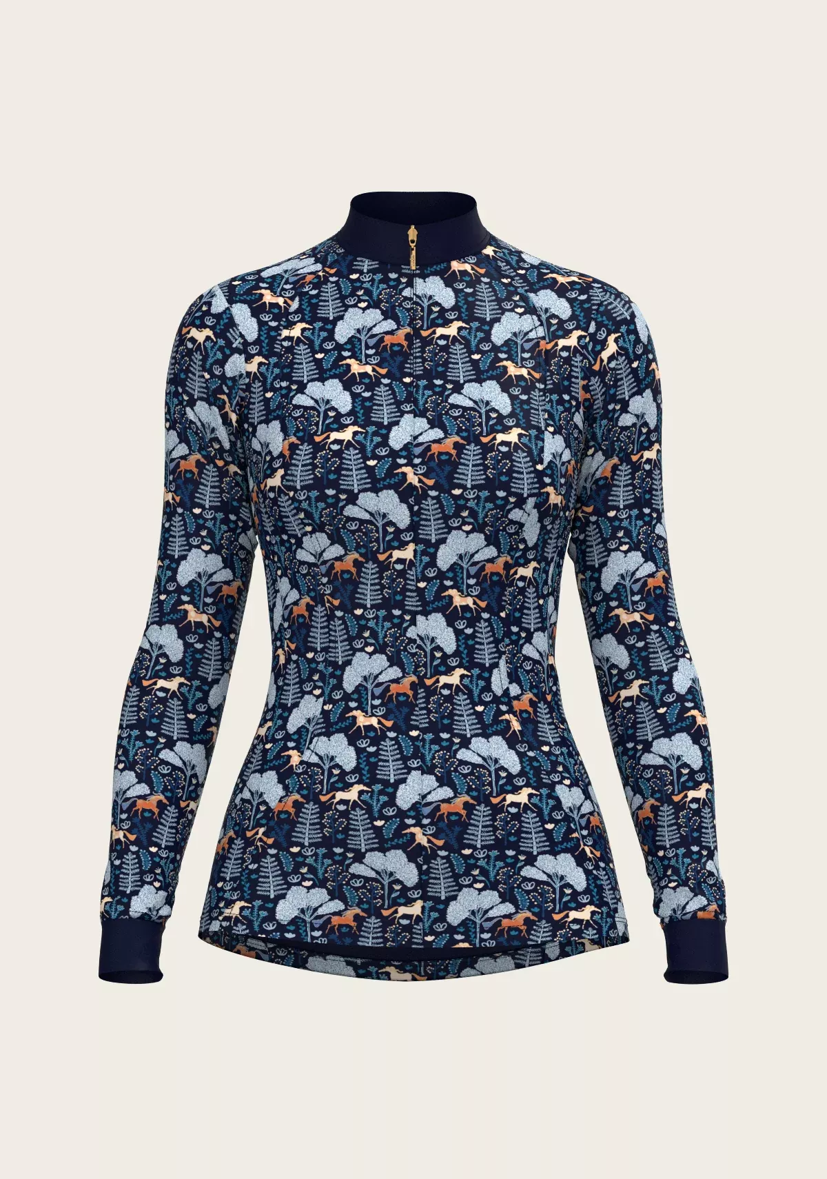 Espoir- Forest on Navy Quarter Zip Sun Shirt