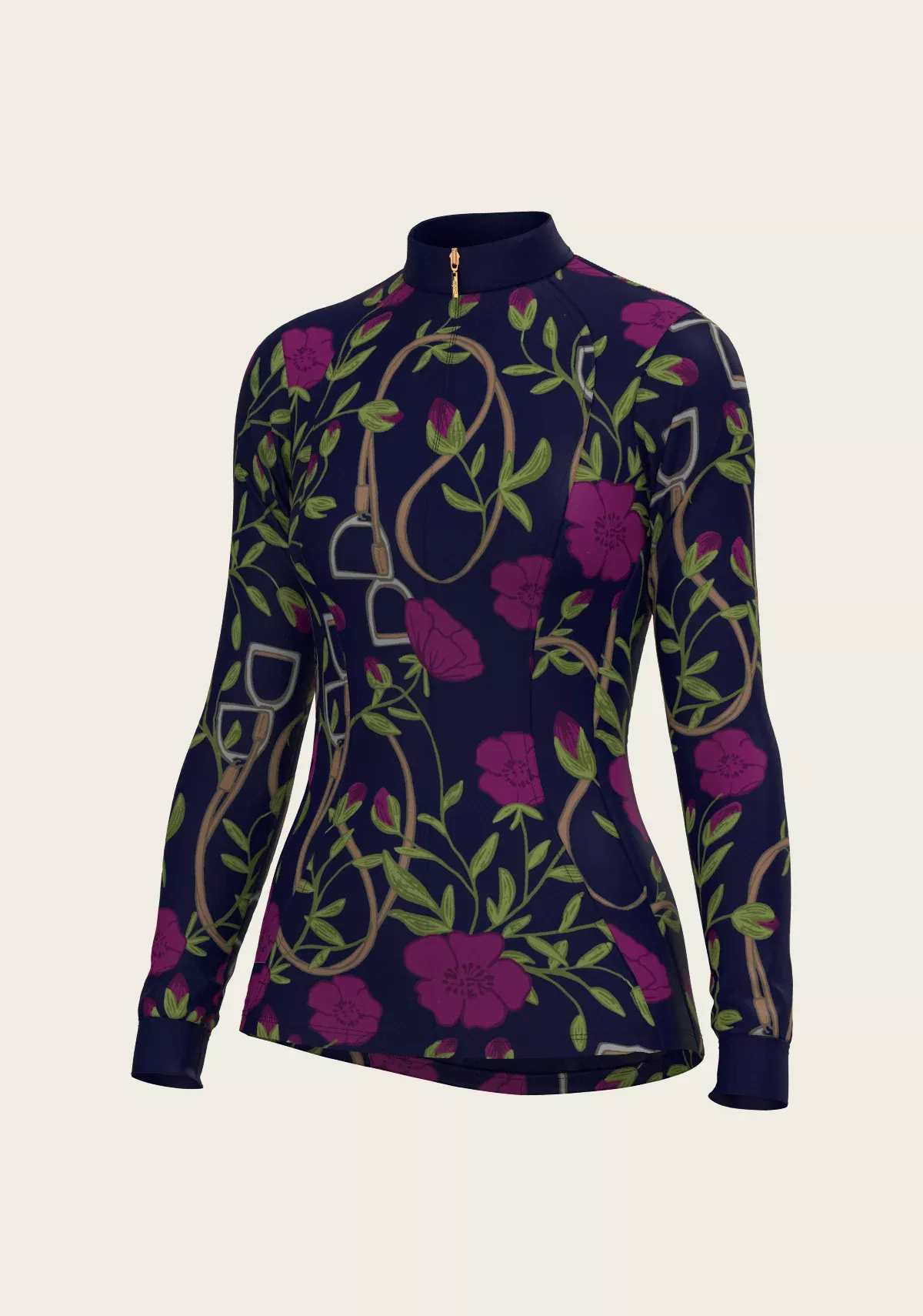 Espoir - Navy Stirrups Berry Quarter Zip Sun Shirt