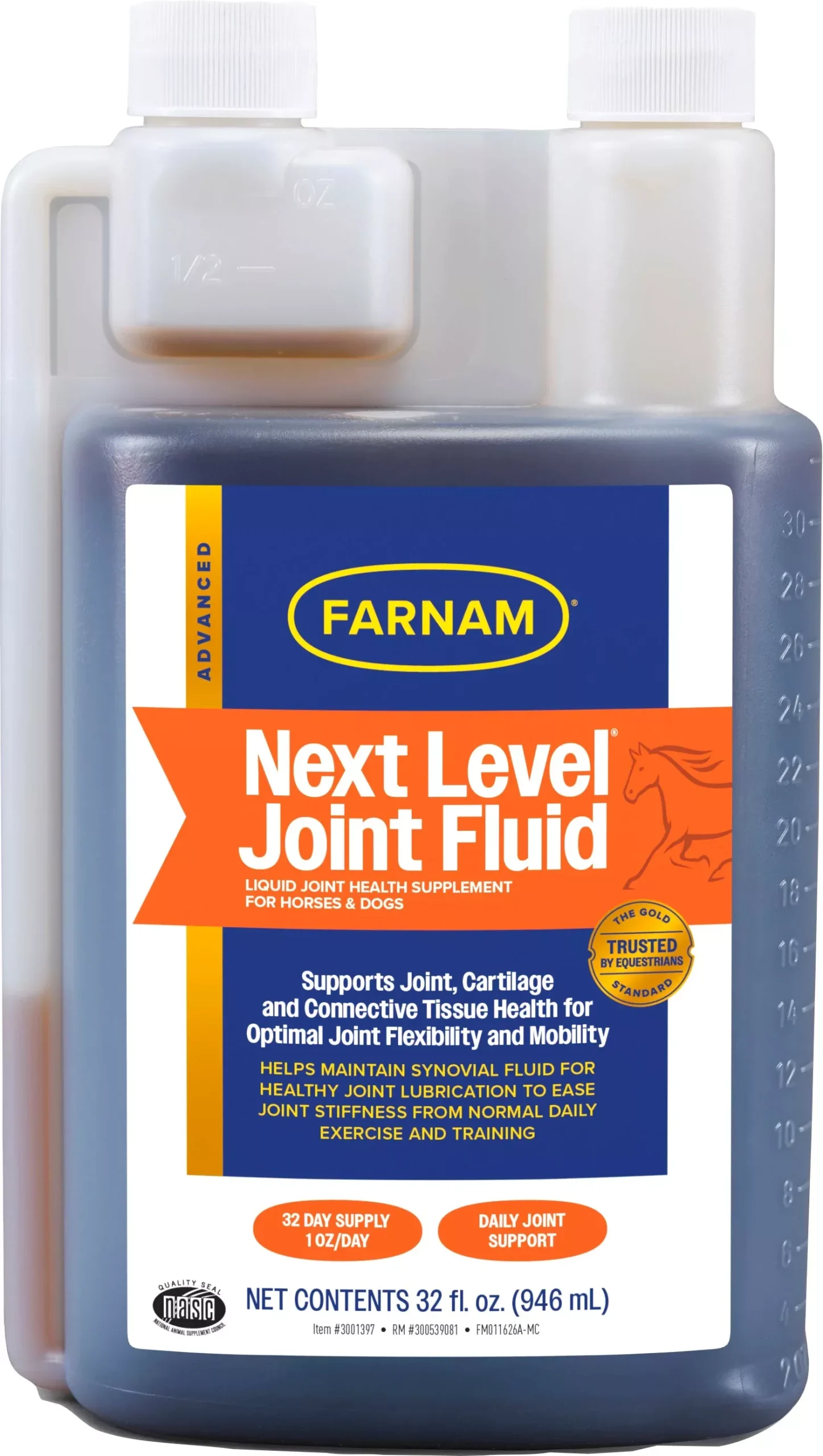 Farnam Next Level Joint Fluid Liquid Joint Supplement for Horses & Dogs, 32 oz