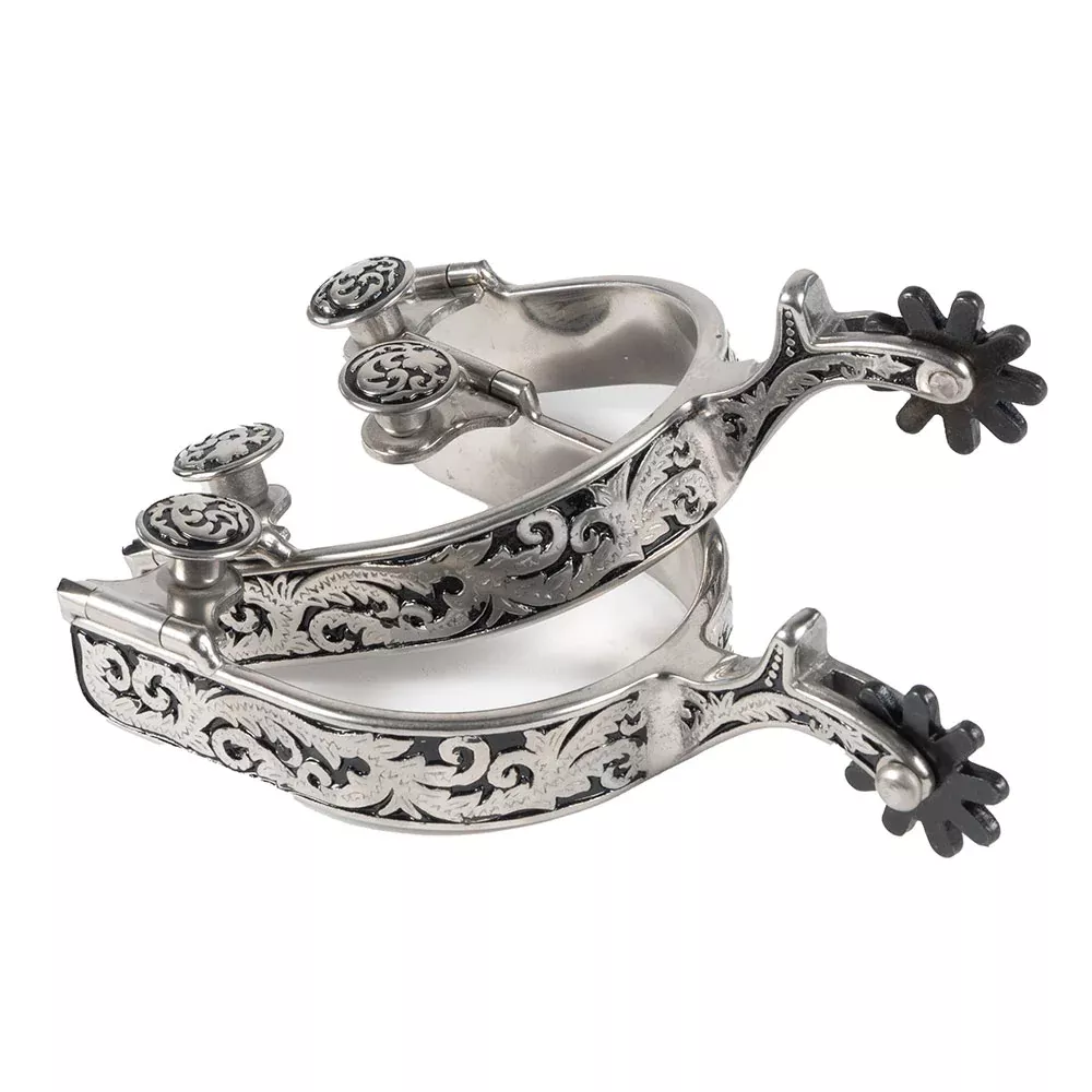 Formay Men's Cactus/Leaves Engraved Spurs