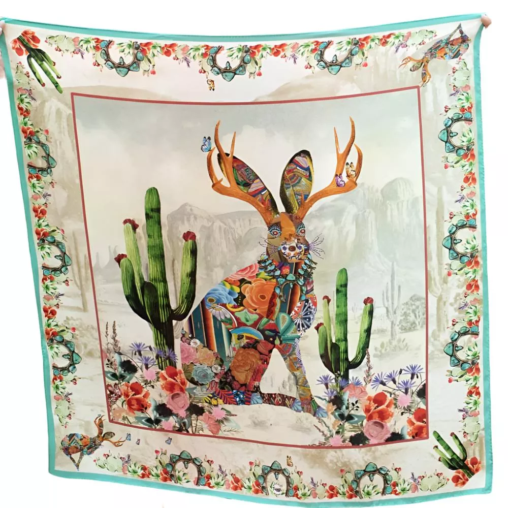 Fringe Scarves "Jeweled Jackalope" Long Wild Rag