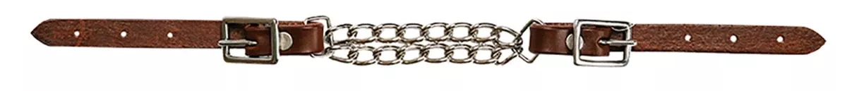 FULLY ADJUSTABLE END DOUBLE CHAIN ARGENTINA COW LEATHER CURB CHAIN