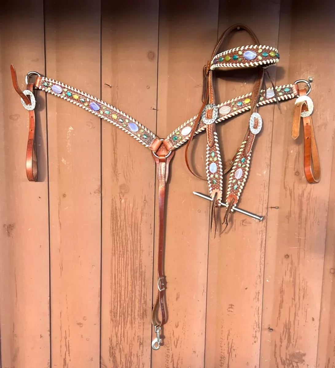 Gemstone Embellished Tack Set Headstall and Breast CollarBCL1141