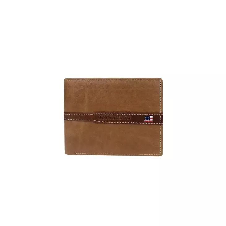 Genuine Leather US Flag Logo Men's Wallet