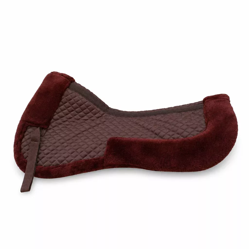 Half Pad for Saddle Correction Breathable, Non-Slip, Durable Quilted Design with Fleece Underside and Faux Fur Edging Ideal for Dressage and Show Jumping Fur 12216v
