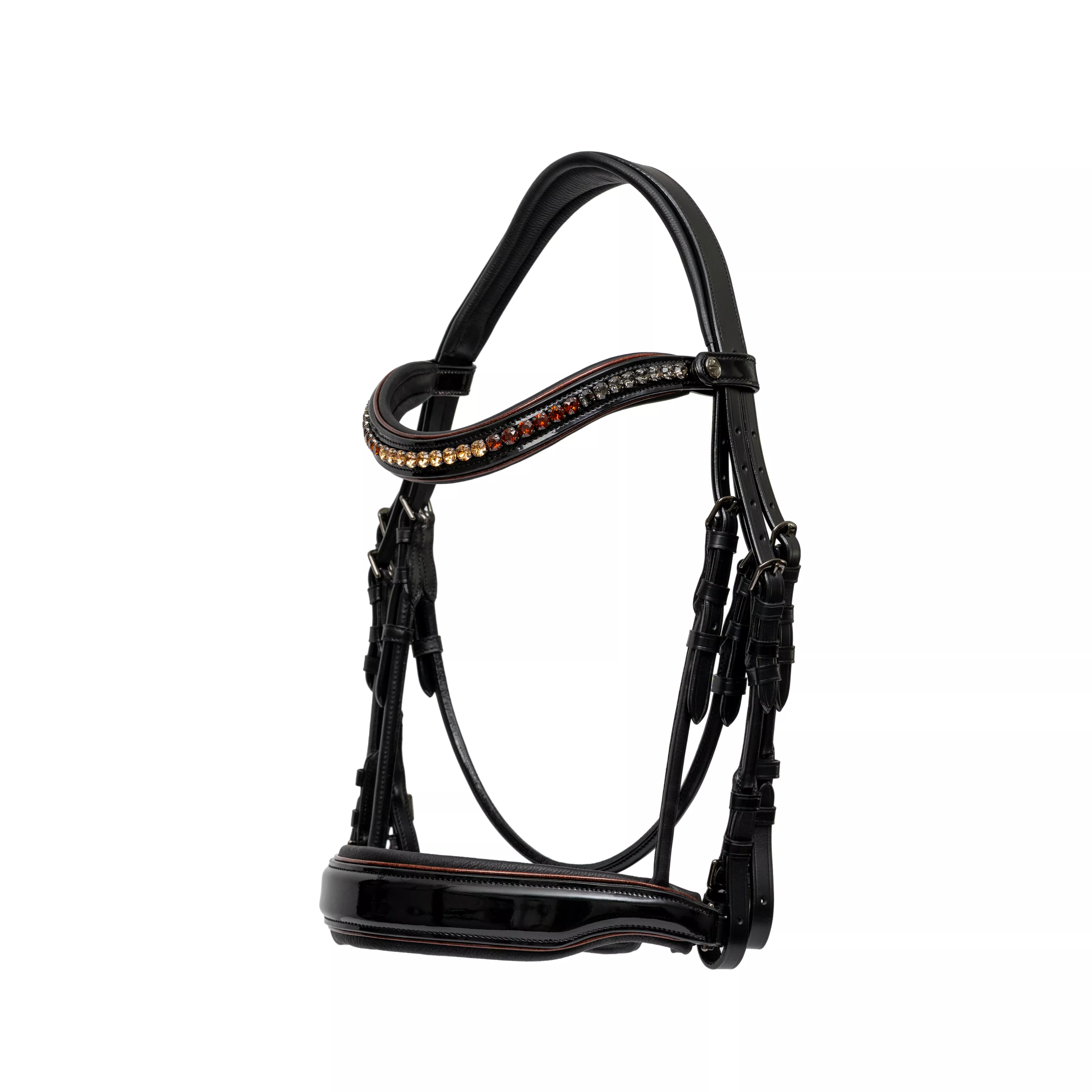 Halter Ego - The Aachen Rolled Black Patent Leather Double Bridle
