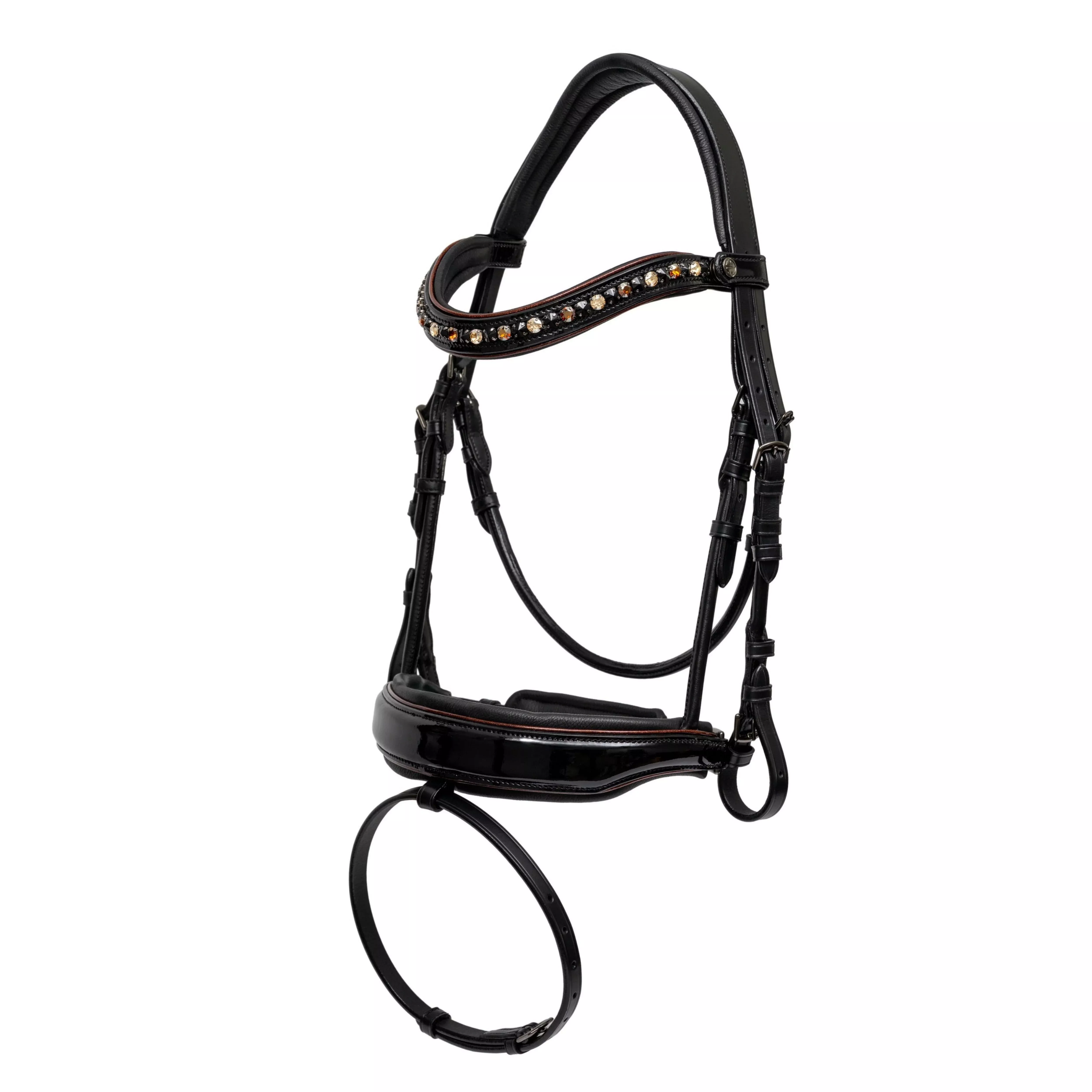 Halter Ego - The Aachen Rolled Black Patent Leather Snaffle Bridle
