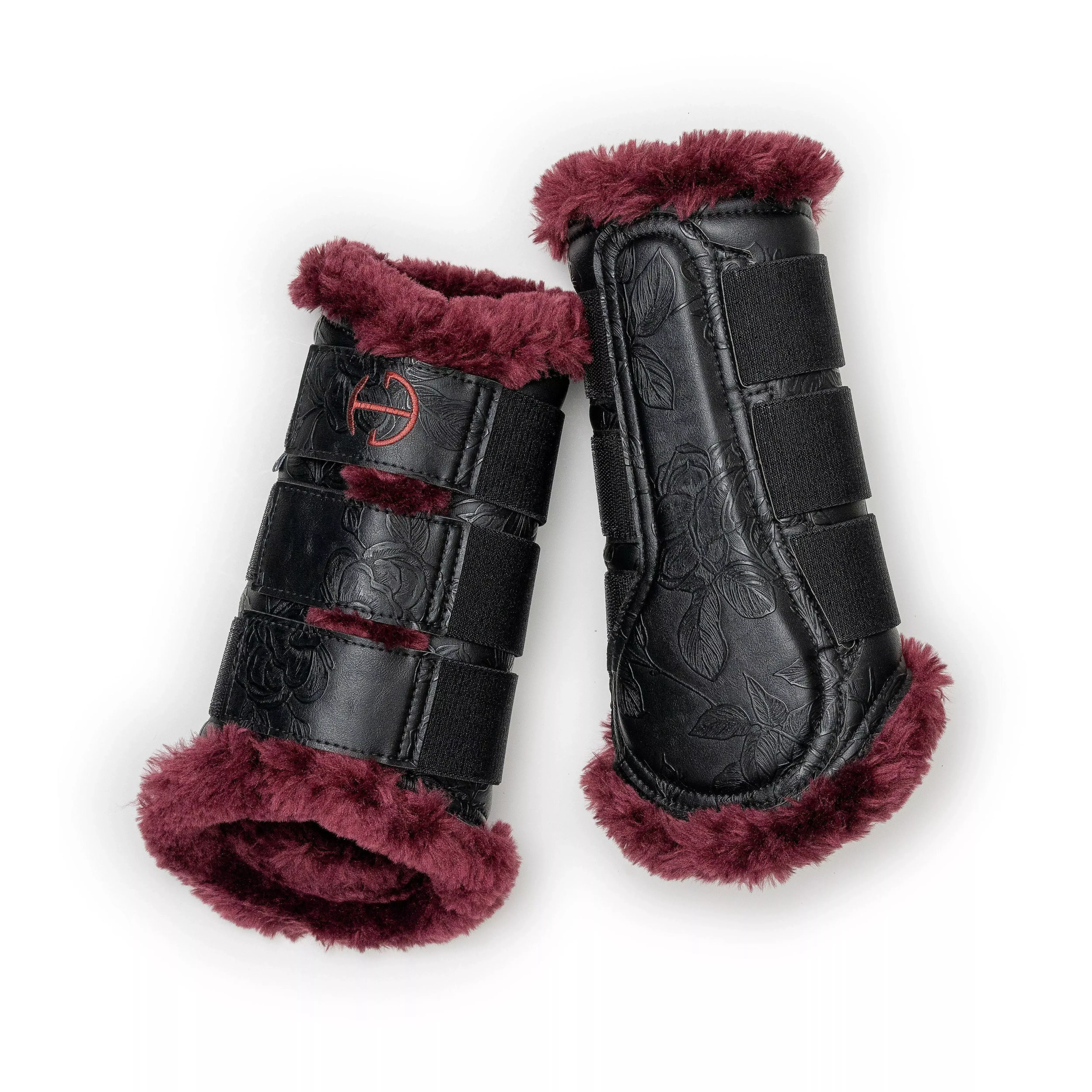 Halter Ego - Romance Collection Brushing Boots - Black & Crimson Rose