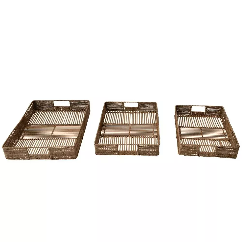 Hand-Woven Bamboo Handled Tray - FINAL SALE