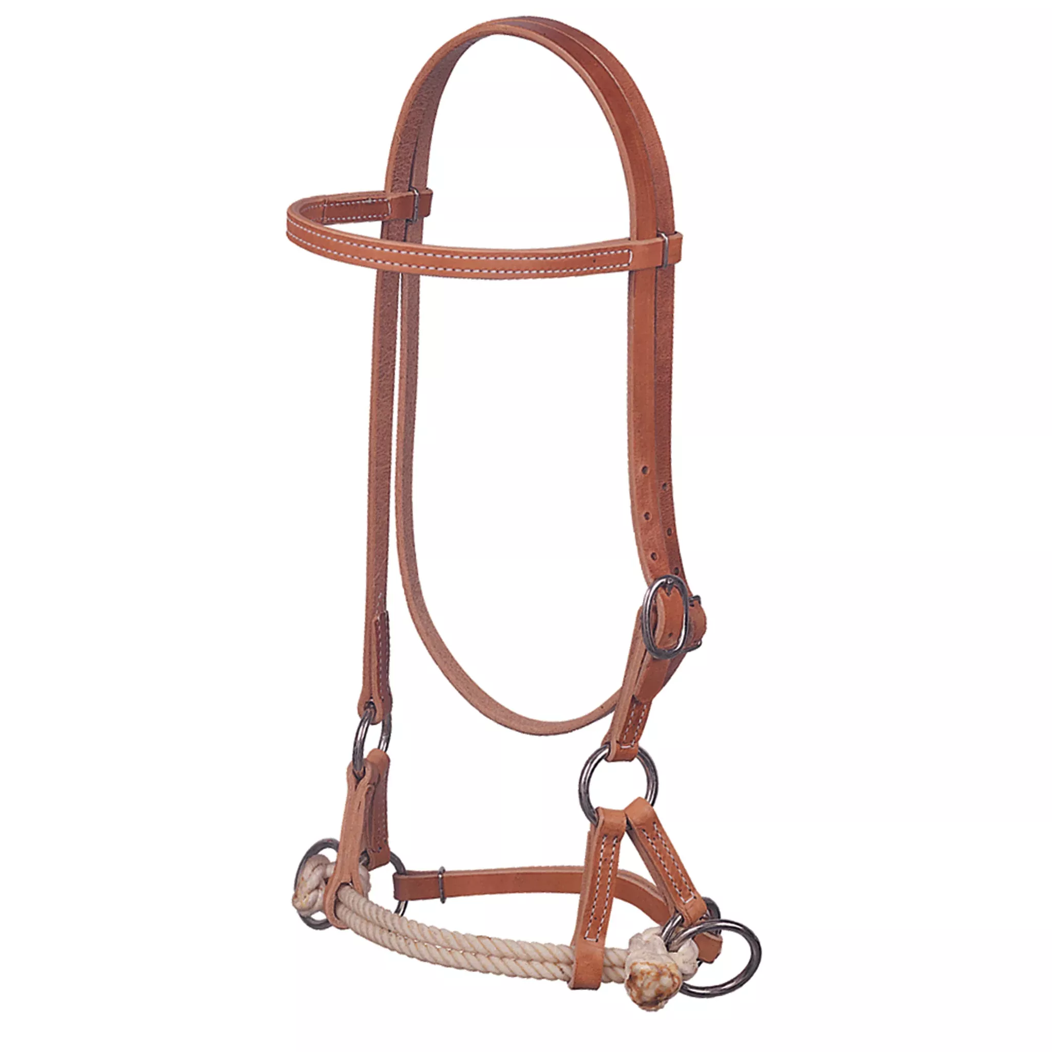 Harness Leather Side Pull, Double Rope