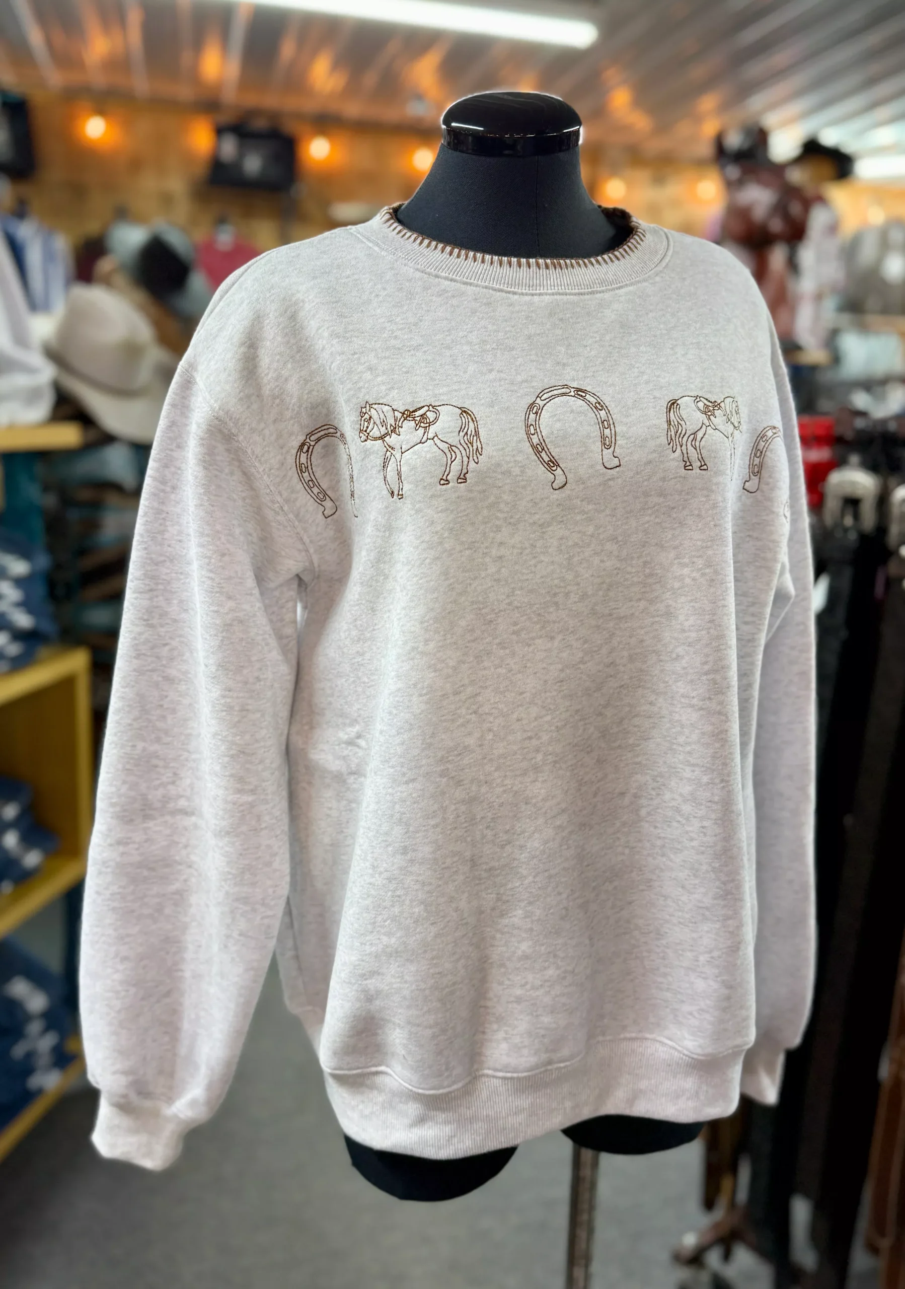 Heather Grey Horse/Horseshoe Sweatshirt
