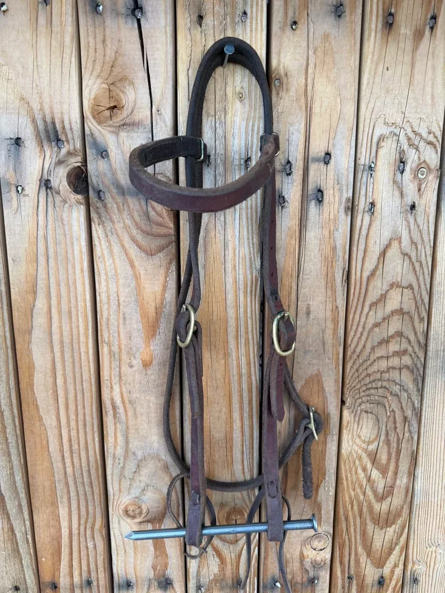 Heavy Oiled Leather Browband Headstall with 2 BucklesHS1228