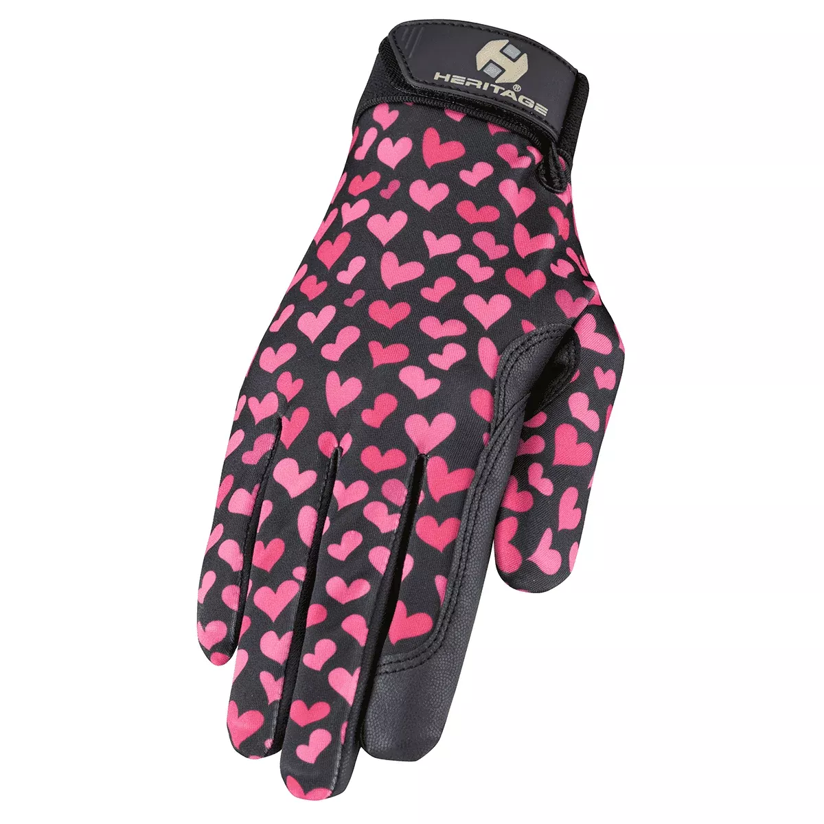 Heritage Performance Horse Riding Gloves Pink Hearts