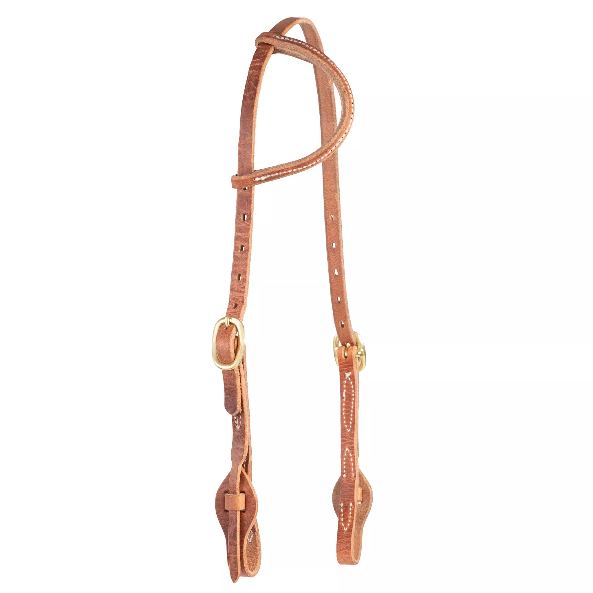 Hermann Oak Harness Leather Quick Change Headstall with Leather Tab Ends