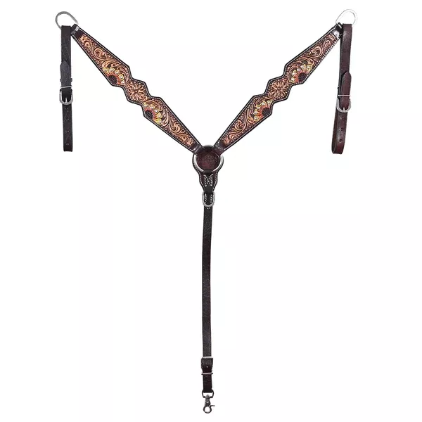 HILASON Western Horse Headstall Breast Collar Set American Leather Tan Dark Brown | Tack for Horses