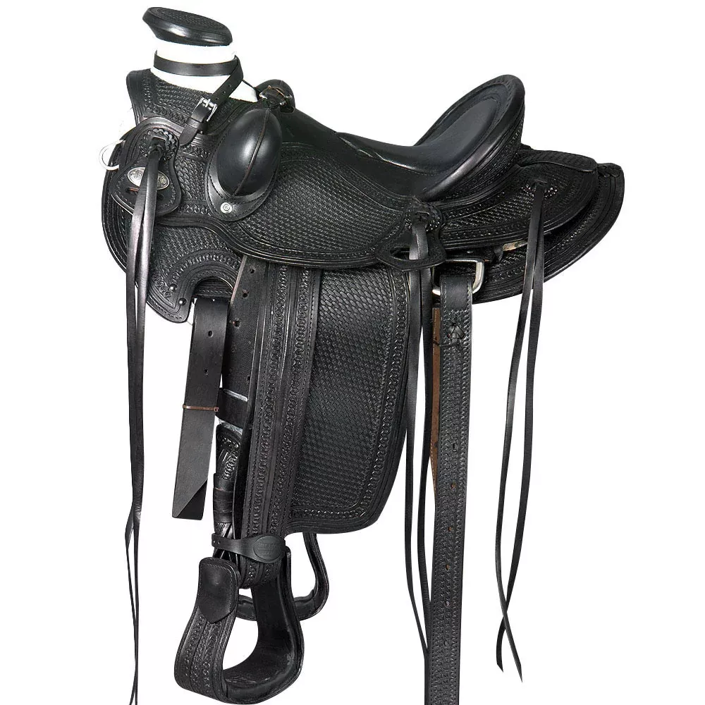 HILASON Western Horse Saddle American Leather Wade Ranch Roping Black | Hand Tooled & For Horses